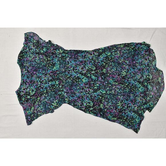 Lane Bryant Plus Size 28 Green Purple Abstract Chiffon Short Sleeve Dress Polyes - Picture 8 of 8